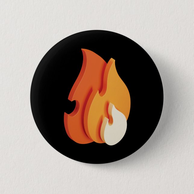 On Fire (3D Flames Icon) 6 Cm Round Badge (Front)