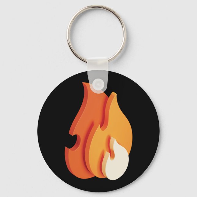 On Fire (3D Flames Icon) Key Ring (Front)