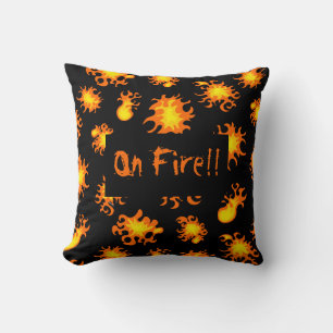 On Fire Burning Flames Funny Quote Custom Black Cushion