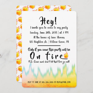 On Fire   Burning style Party Invitation