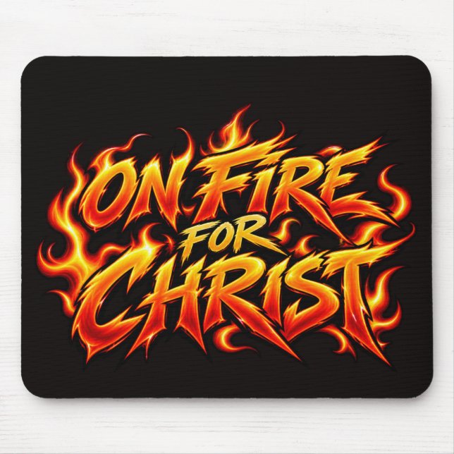 On fire for Christ Mouse Mat (Front)