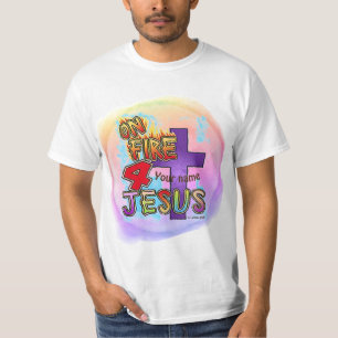 On Fire For Jesus Christian cross  T-Shirt