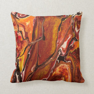 On Fire Pillow with abstract yellow, red, orange