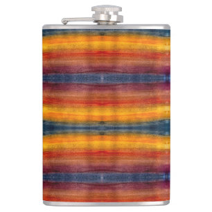 On Fire Watercolor Art Hip Flask