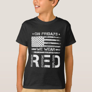 On Friday We Wear Red American Flag Military Patri T-Shirt