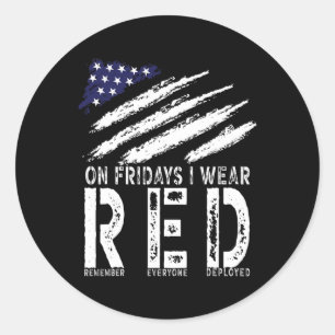 On Fridays I Wear Red Usa Support American Troops Classic Round Sticker