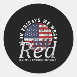 On Fridays We Wear Red Friday American Flag Milita Classic Round Sticker