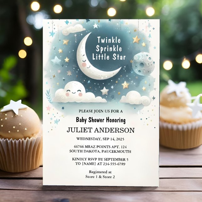 On Glitter Twinkle Twinkle Little Star Baby Shower Invitation (Creator Uploaded)
