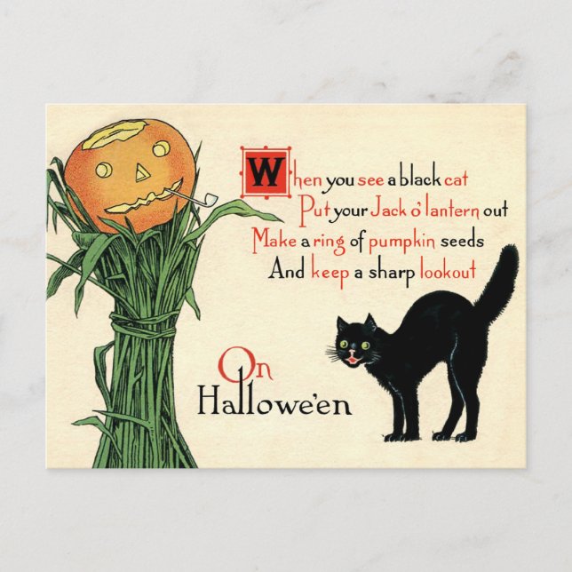 On Halloween Vintage Postcard (Front)