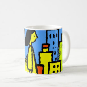 On Her Way Illustrated City Coffee Mug