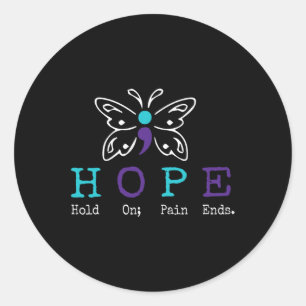 On Hope Semicolon Gift Suicide Prevention Awarenes Classic Round Sticker