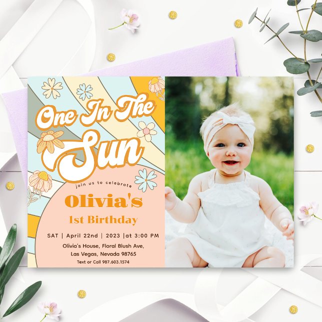 On In The Sun Rainbow 1st Birthday Invitation (Creator Uploaded)