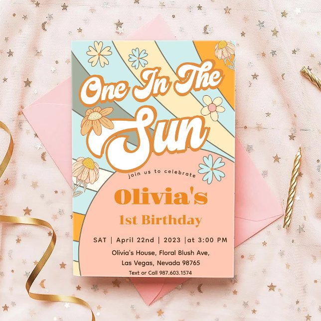 On In The Sun Rainbow 1st Birthday Invitation (Creator Uploaded)