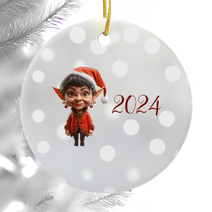 On It! Christmas Elf Ceramic Ornament