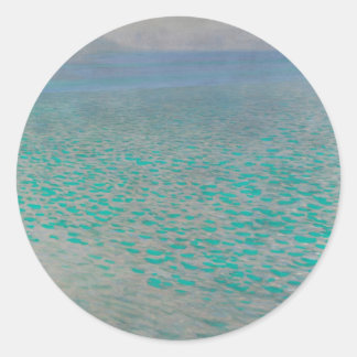 On Lake Attersee by Gustav Klimt, Vintage Fine Art Classic Round Sticker