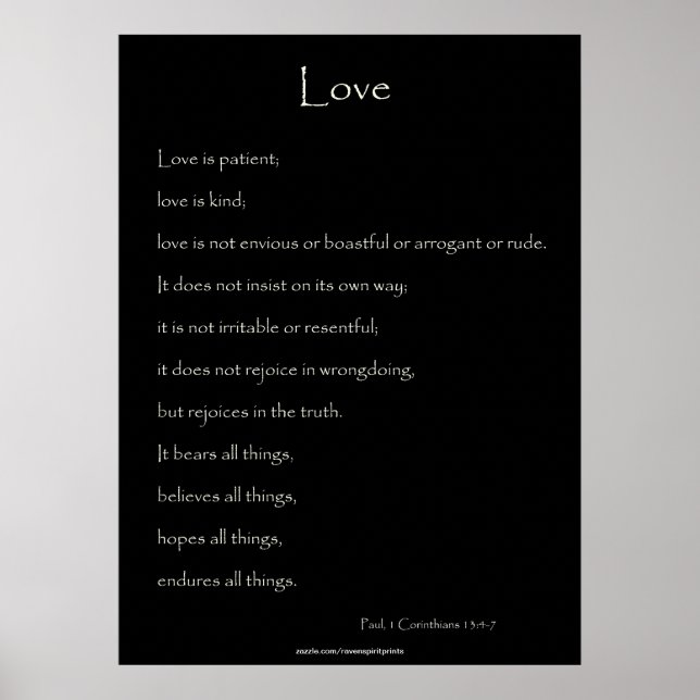 On Love Paul, 1 Corinthians 13:4-7 Bible Quote Poster (Front)