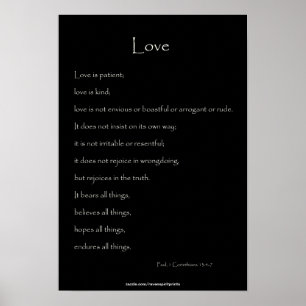On Love Paul, 1 Corinthians 13:4-7 Bible Quote Poster