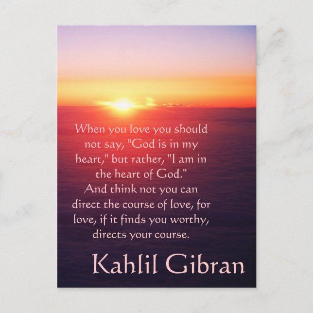 On Love - The Prophet by Kahlil Gibran Postcard (Front)
