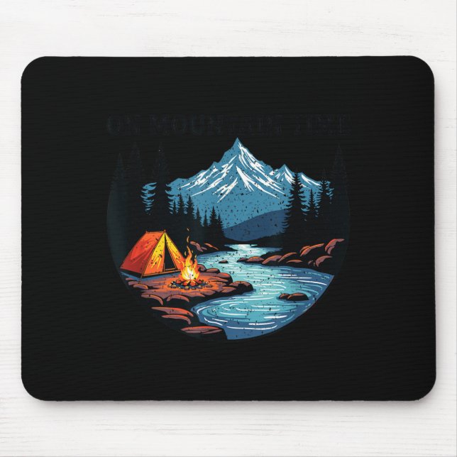 On Mountain Time Distressed Nature Camping Hiking Mouse Mat (Front)