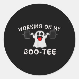 On My Boo Tee Halloween Ghost Workout Gym  Classic Round Sticker