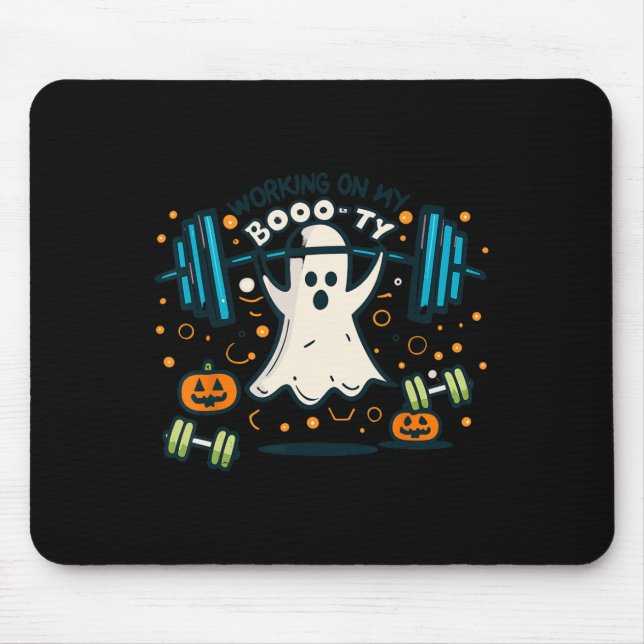 On My Boo-ty Funny Booty Halloween Ghost Workout  Mouse Mat (Front)