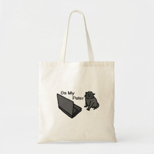 On My Puter Funny Computer Cat Meme Tote Bag