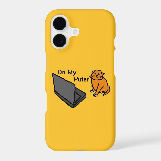 On My Puter Funny Computer Orange Cat Meme (Back)