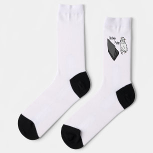 On My Puter Funny Computer White Cat Meme Socks