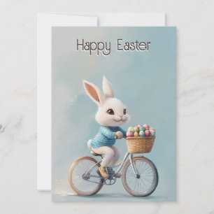 On My Way! Cute Bunny Bicycle Easter Card