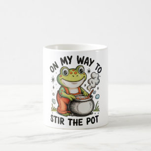 On My Way To Stir The Pot Funny Frog Sarcastic Coffee Mug