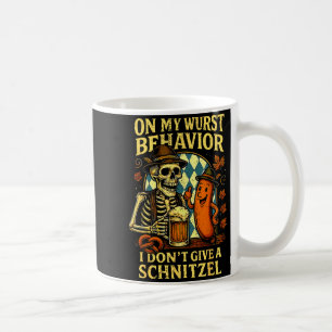 On My Wurst Behavior Funny Skeleton And Dog  Coffee Mug