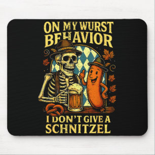 On My Wurst Behavior Funny Skeleton And Dog  Mouse Mat