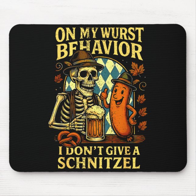 On My Wurst Behavior Funny Skeleton And Dog  Mouse Mat (Front)