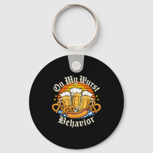 On My Wurst Behavior Retro Groovy Beer Key Ring
