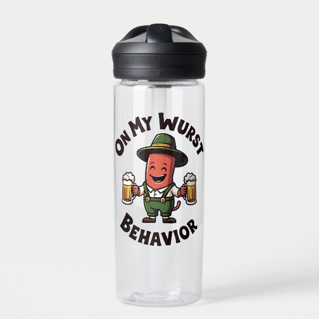 On My Wurst Behaviour Oktoberfest Funny  Water Bottle (Front)