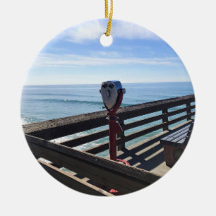 On Newport Pier, Newport Beach, California Ceramic Tree Decoration