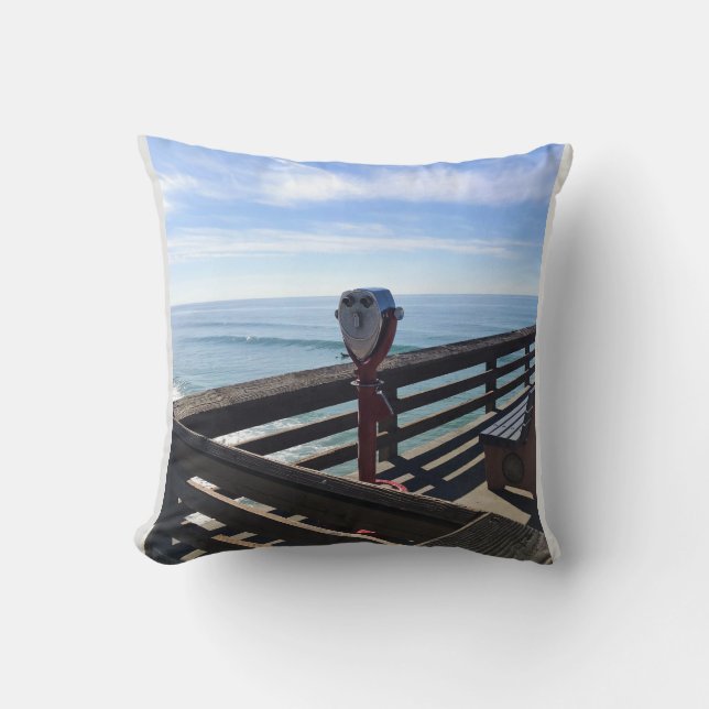 On Newport Pier, Newport Beach, California Cushion (Front)