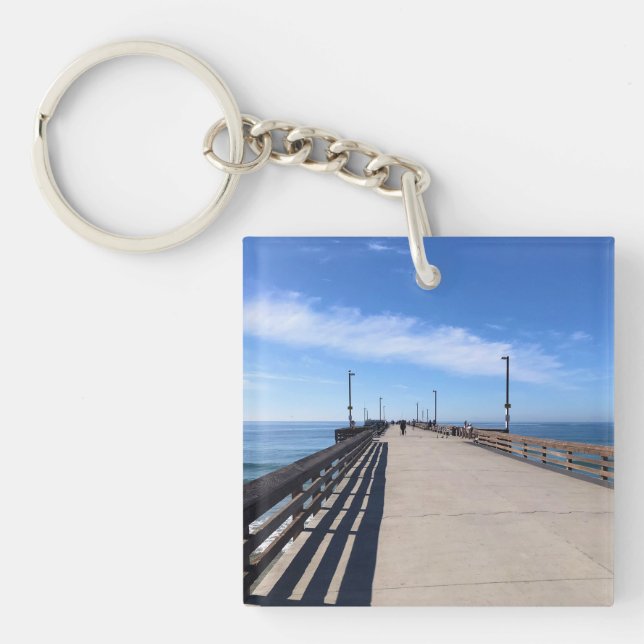 On Newport Pier, Newport Beach, California Key Ring (Front)