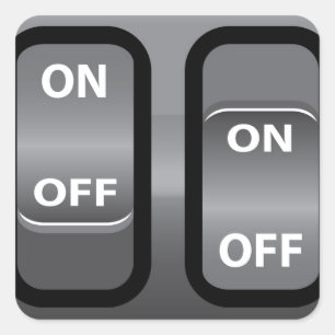 On Off Switch Square Sticker