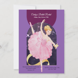 On One Toe Ballet Recital Invitation