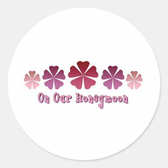 On Our Honeymoon Classic Round Sticker (Front)