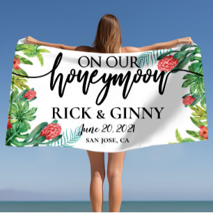 On Our Honeymoon - Personalised Honeymoon Beach Towel