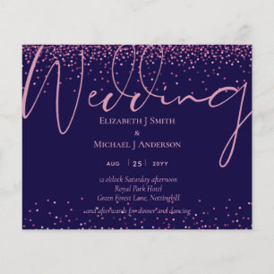 On SALE! Budget Navy Blue RoseGold Wedding Invites
