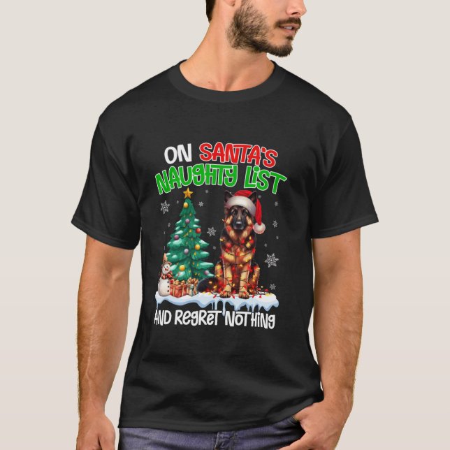 On Santa s Xmas Naughty List Regret Nothing German T-Shirt (Front)