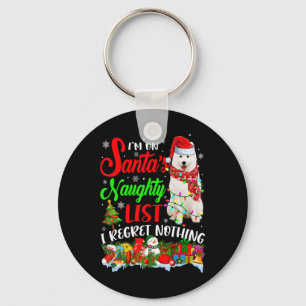 On Santas Naughty List Xmas American Eskimo Key Ring
