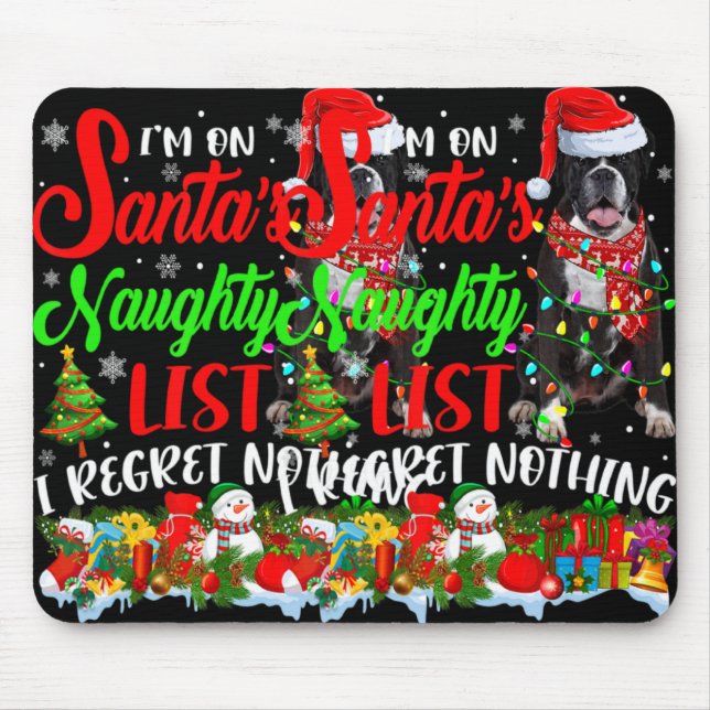 On Santas Naughty List Xmas Boxer T Shirt  Mouse Mat (Front)
