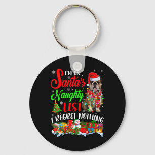 On Santas Naughty List Xmas English Bulldog T Shir Key Ring