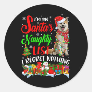 On Santas Naughty List Xmas Shiba Inu  Classic Round Sticker