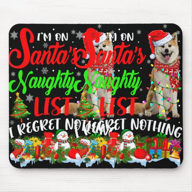 On Santas Naughty List Xmas Shiba Inu T Shirt  Mouse Mat (Front)