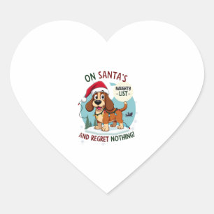 On Santa's Xmas Naughty List Regret Nothing Basset Heart Sticker